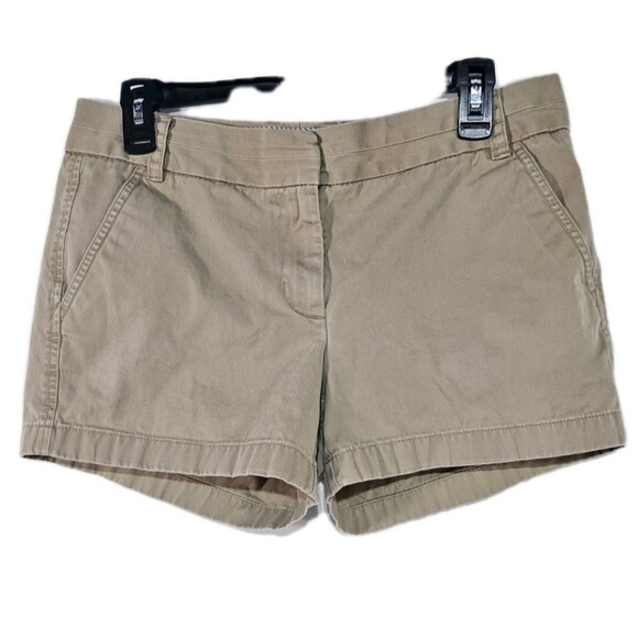 J.Crew Women’s Cotton Chino Broken In Tan Shorts Summer Classic Sz 8 - Picture 2 of 4
